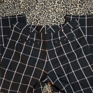New York & Company Black and light pink Plaid Cropped Pants